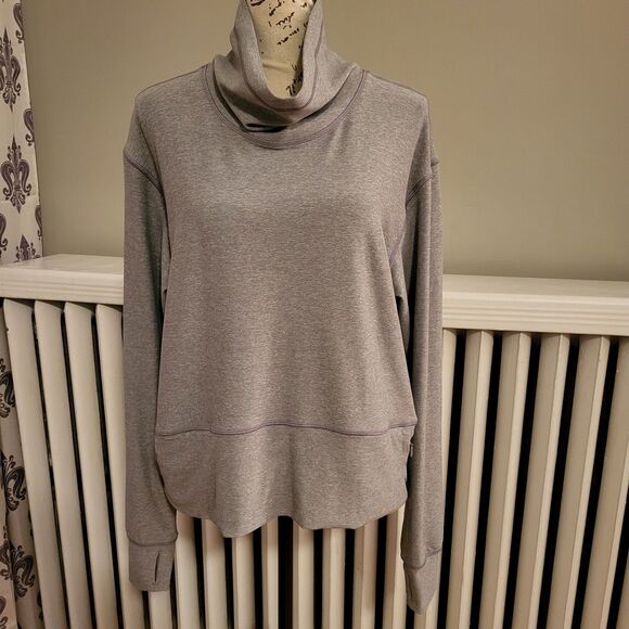 Lululemon Ready to Rulu Heathered Asphalt Grey Pullover Funnel Neck Soft, Sz 8 - Picture 3 of 10
